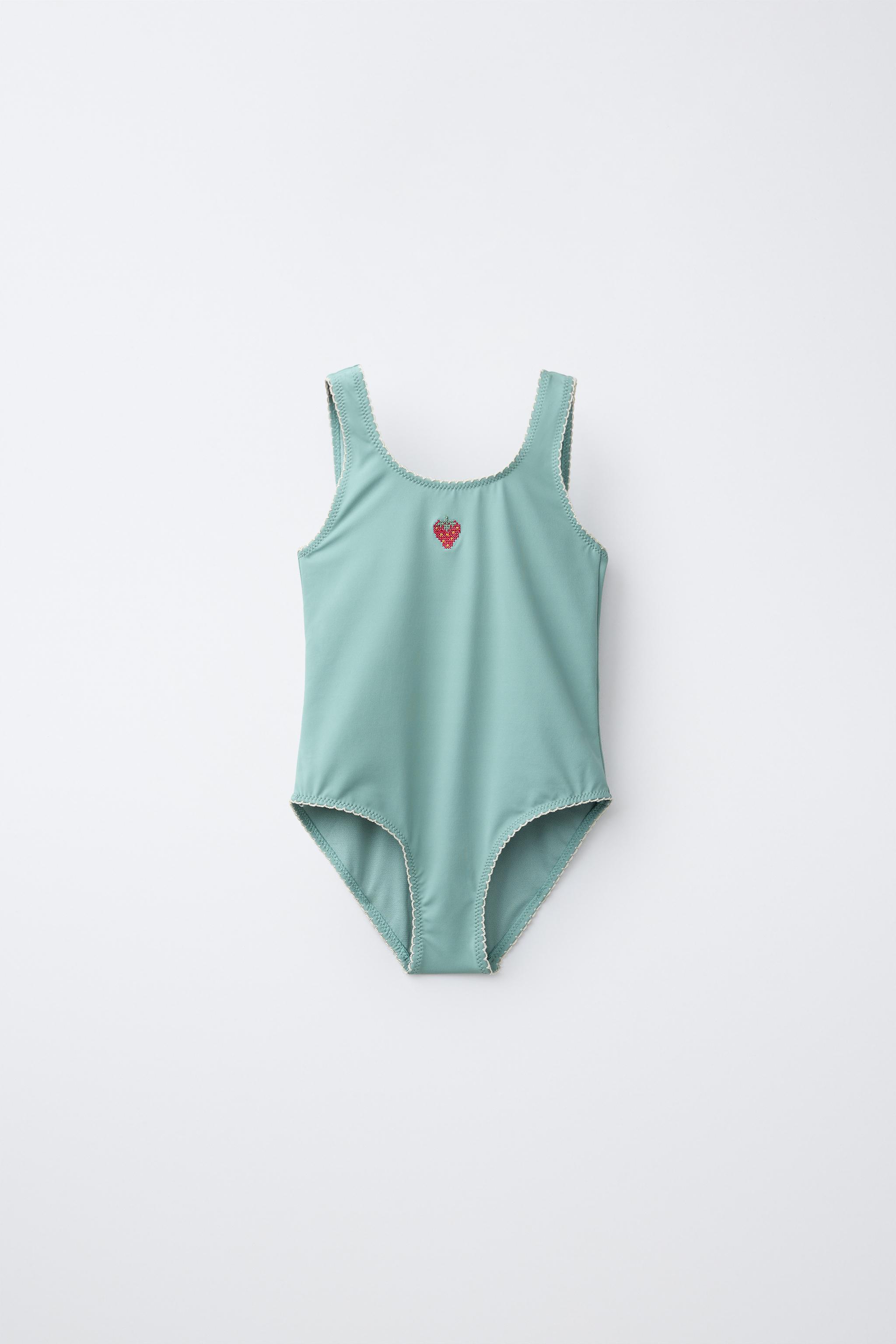 MAILLOT DE BAIN BRODÉ FRAISE (6-14 ANS)